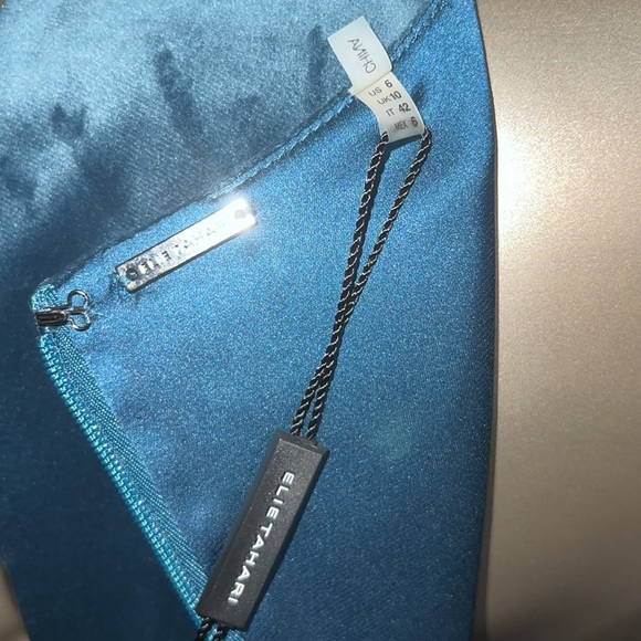 Elie Tahari teal velvet midi dress - Picture 8 of 8